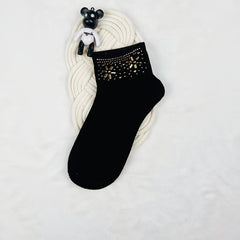 5 Pairs Rhinestone Crew Socks - Women's Stockings