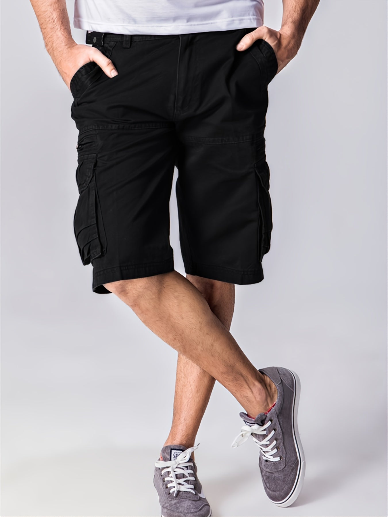 Men's Solid Retro Cargo Shorts