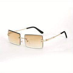 Rimless Sunglasses Gradient UV400 Sun Shades With Case
