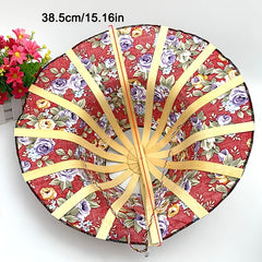 Vintage Floral Print Sun Hat, Bamboo Fan