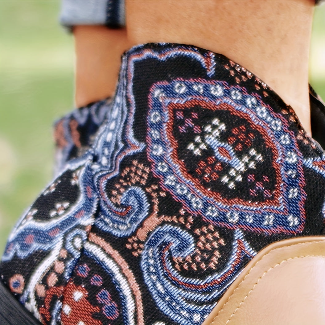 Women's Tribal Style Ankle Boots Chunky Heels Vintage Western Boots