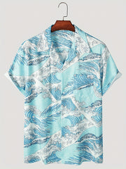 Men's Hawaiian Shirt for Summer Vacation Short Sleeve Button Up