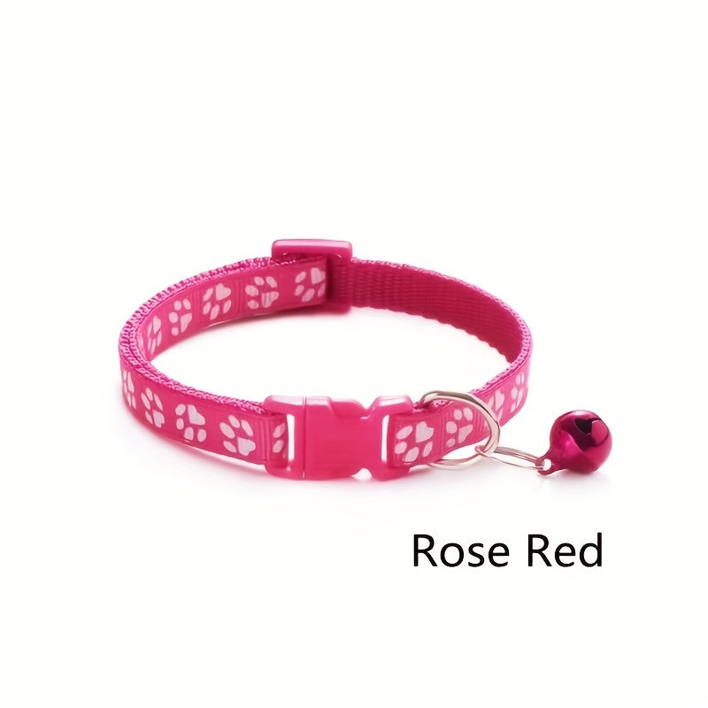 Adjustable Printed Cat Collar with Bell - Quick Release and Safe