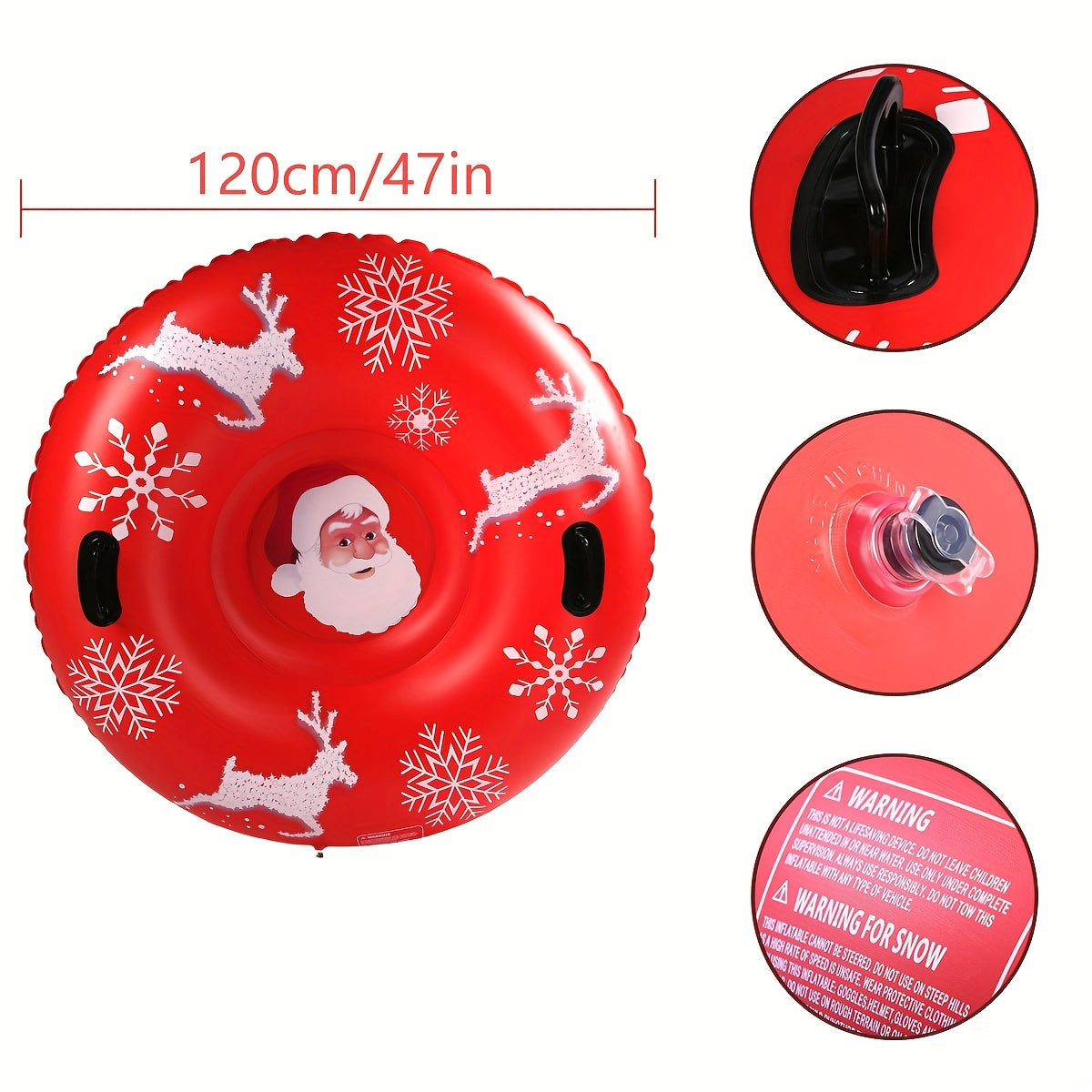 Inflatable Snow Tube Sled Santa Claus Snowflake Style Skiing Cushion