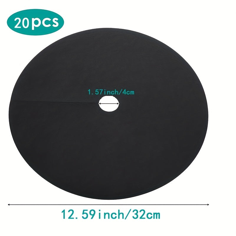 20pcs Non Woven Tree Protection Pads Weed Control Rings