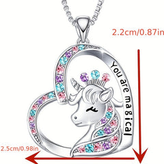 Girl Magical Lucky Unicorn Necklace Earrings Set Kids Accessories