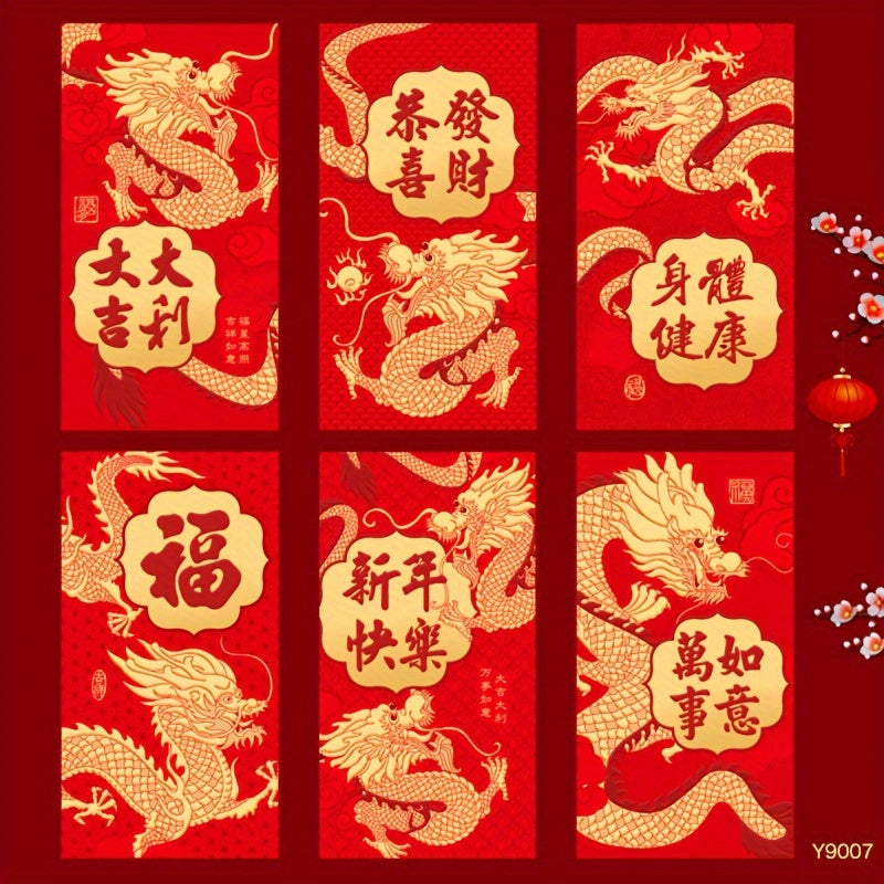 6pcs Traditional Mixed Red Envelopes 3D Lucky Money Envelope