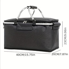 Folding Picnic Basket Oxford Cloth Insulation Basket Multifunctional
