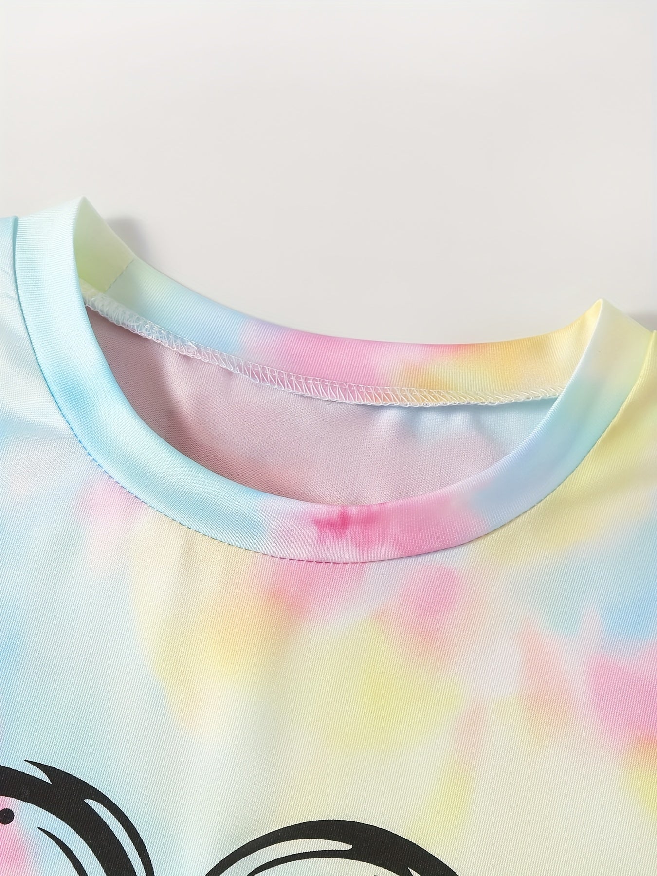 Girl's Heart Butterfly Tie Dye T shirt & Pleated Denim Skirt Set