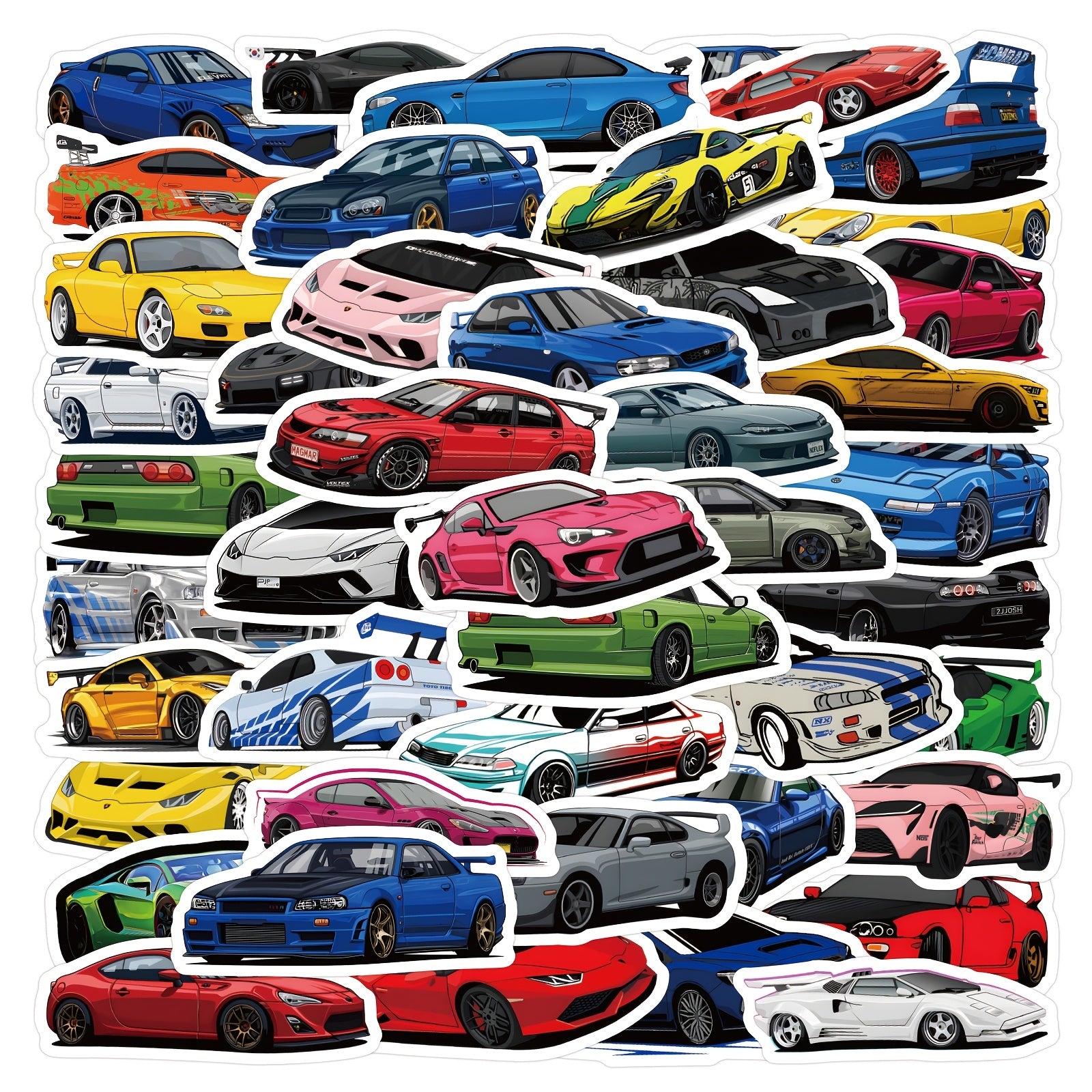 60pcs JDM Car Decals Mixed Vinyl Stickers DIY Creative Self-Adhesive Reusable