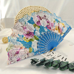 Flower Lace Fan Embroidery Fan Stage Performance Silky Fna