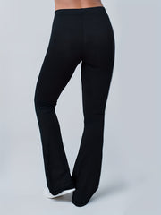  Solid High Rise Flared Leg Trousers