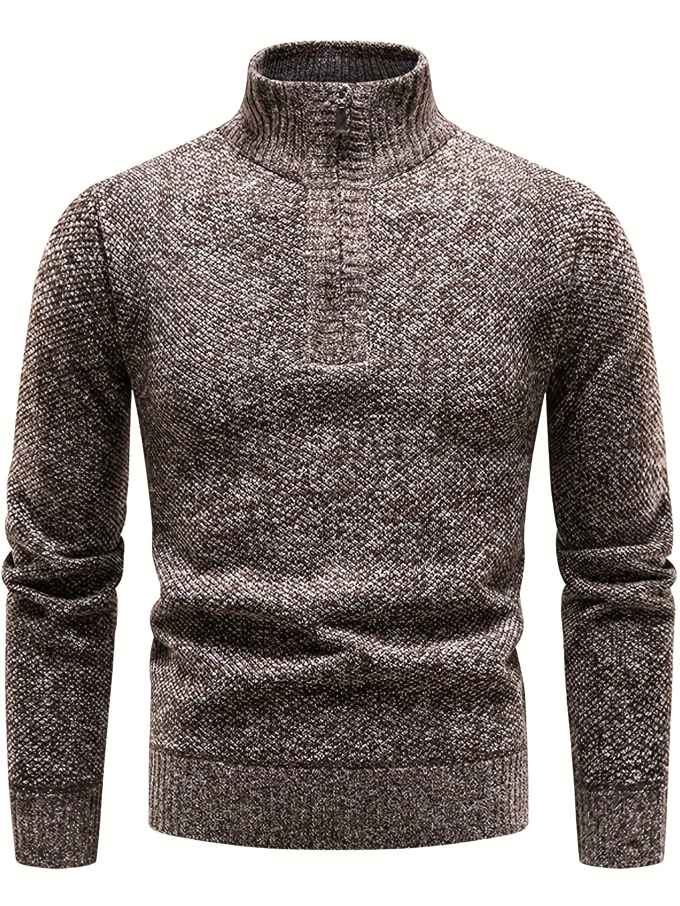 Men's Zipper Knitted Sweater Casual Warm Solid Pullover
