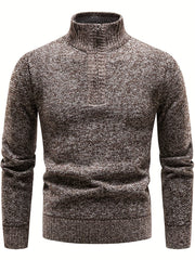 Men's Zipper Knitted Sweater Casual Warm Solid Pullover