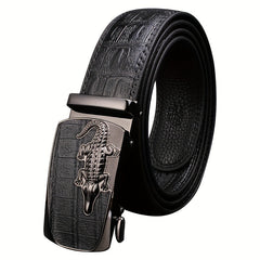 Crocodile Pattern Leather Belt for Business Pants