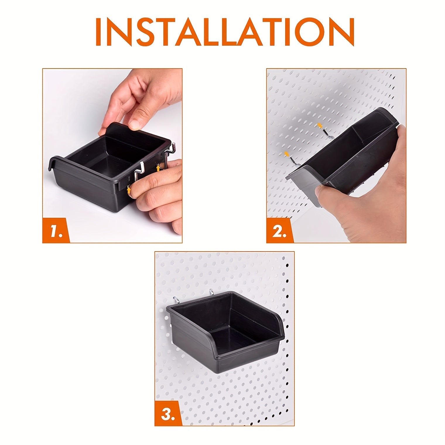 12pcs Pegboard Bins Cups Hooks Set, Tools Storage System Kit