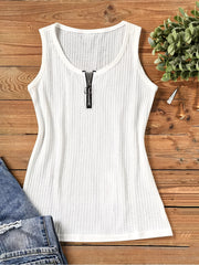  Solid Waffle Round Neck Tank Top