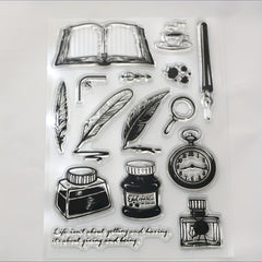 Feather Ink Pen Transparent Stamp DIY Silicone