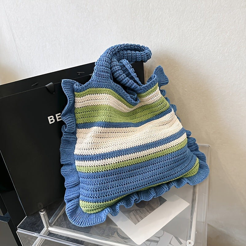 Boho Style Knitted Tote Bag for Women