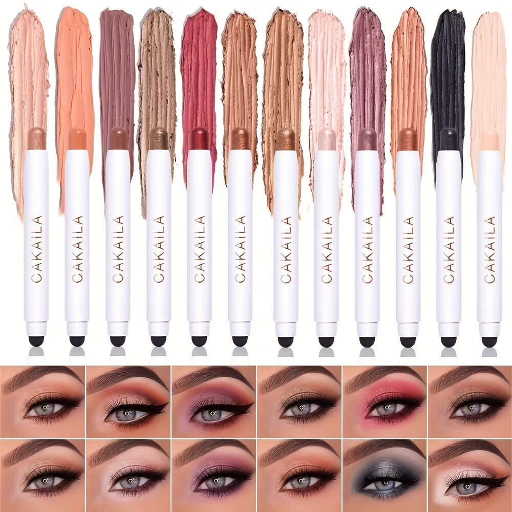12 Colors Monochrome Eyeshadow Pen Eye Brightener Stick
