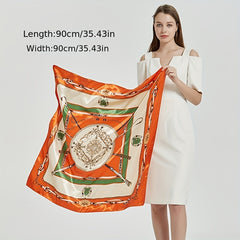 99cm Thin Sunscreen Large Square Scarf Silk Feeling Beach Towel Satin Head Scarf