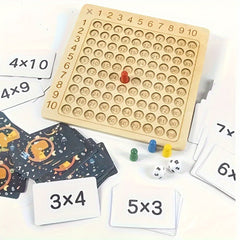 Wooden Math Multiplication Game Educational Toy for Kids Ages 3-6