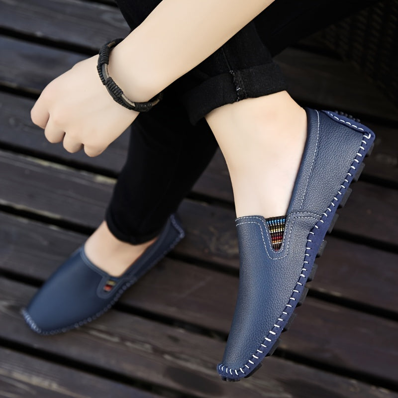 Men's Hand Stitched Loafer Shoes Lightweight Slip On Flats