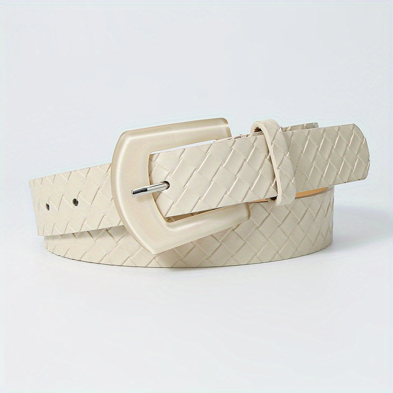 Square Buckle PU Embossed Belt Women Wide Waist Belts