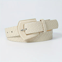 Square Buckle PU Embossed Belt Women Wide Waist Belts