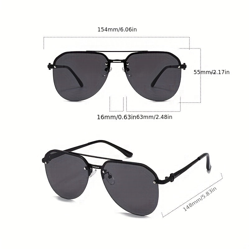 Men's Classic Double Beam Sunglasses Half Rim Sports Glasses