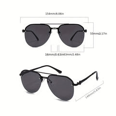 Men's Classic Double Beam Sunglasses Half Rim Sports Glasses
