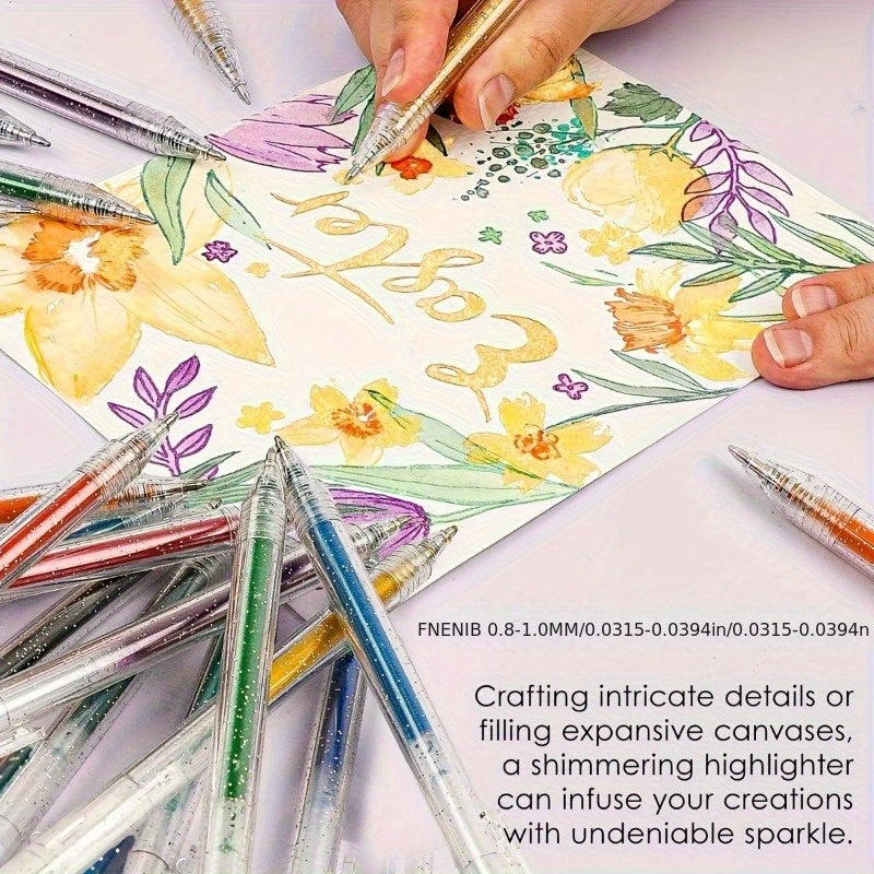 36pcs Glitter Gel Pen Set with Smooth Writing & Vibrant Colors for Journaling