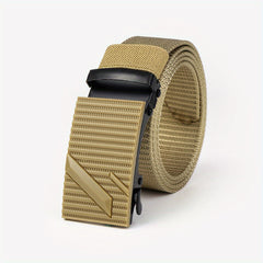 Men's Stripe Pattern Nylon Webbing Belt with Auto Slip Buckle