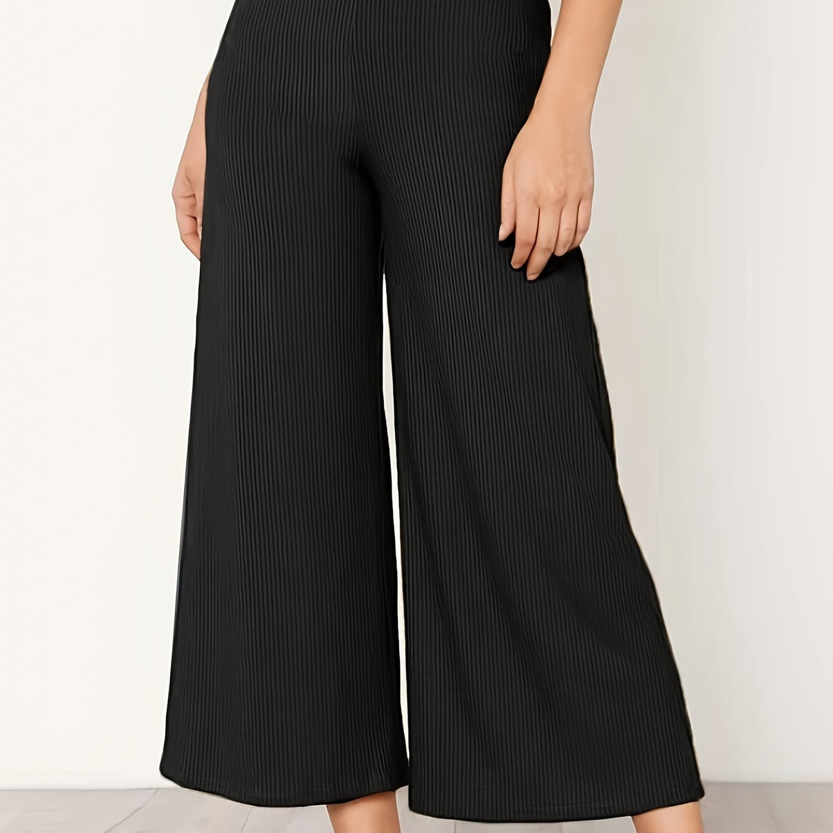  High Rise Wide Leg Crop Trousers