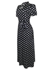 Polka Dot Short Sleeve Maxi Dress Women's Plus Size