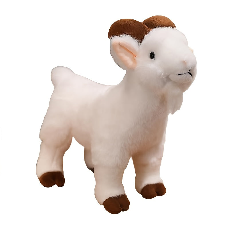 Soft Goat Plush Toy with Expressive Eyes & Horns