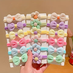 12pcs Bow Flowers Hair Tie Hair Bands for Girls
