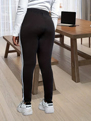  Casual Stripe Print High Rise Leggings