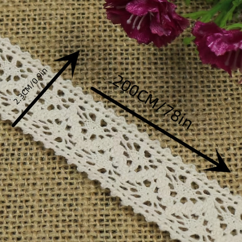 6 56ft Cotton Lace Ribbon Beige Lace Trim for DIY Clothing Accessories