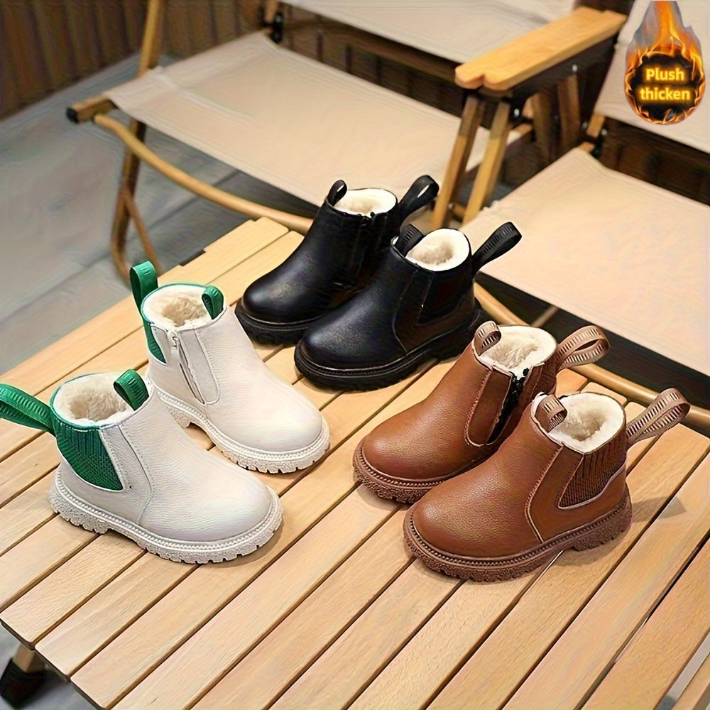 Unisex Kid's High Top Snow Boots Warm Plush Lining Comfy Non Slip Thermal Shoes
