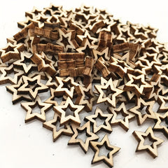 100pcs Recycled Wood Star Cutouts for Christmas Decorations DIY Art