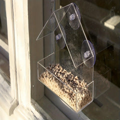 Acrylic Bird Feeder Travel Cage Adsorption Bird Feeder