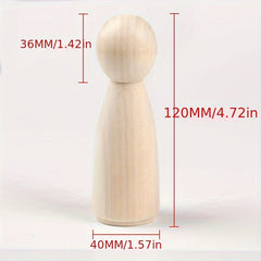 2pcs Large Wooden Dolls for DIY and Painting