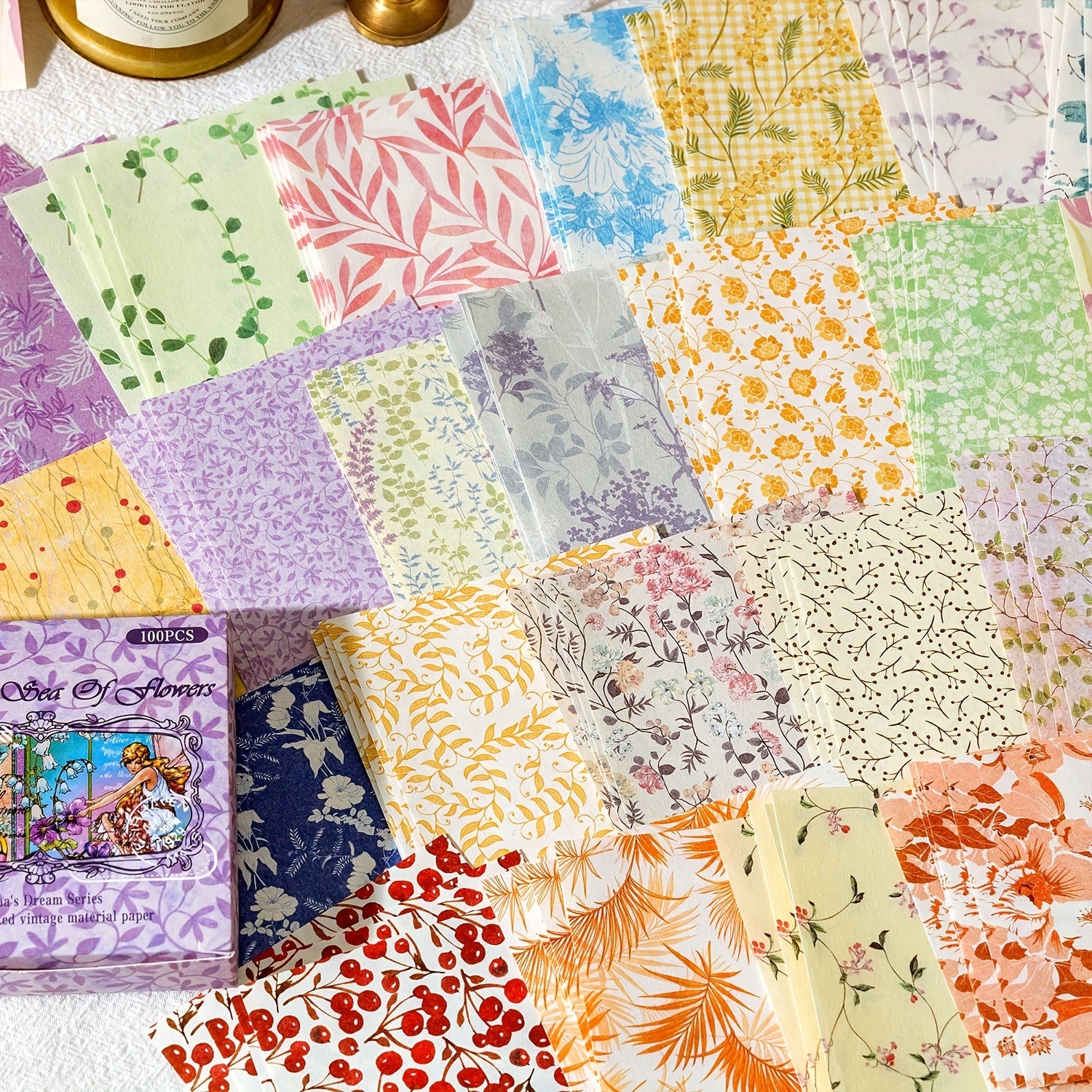 Vintage Floral Scrapbook Paper - 100 Sheets