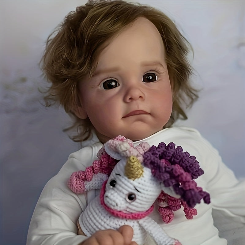 23 Inch Hair Transplant Reborn Doll Soft Silicone Washable Hairpin