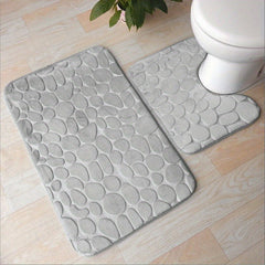 2pcs Absorbent Non Slip Bathroom Rug U Shape Mat Soft Comfortable
