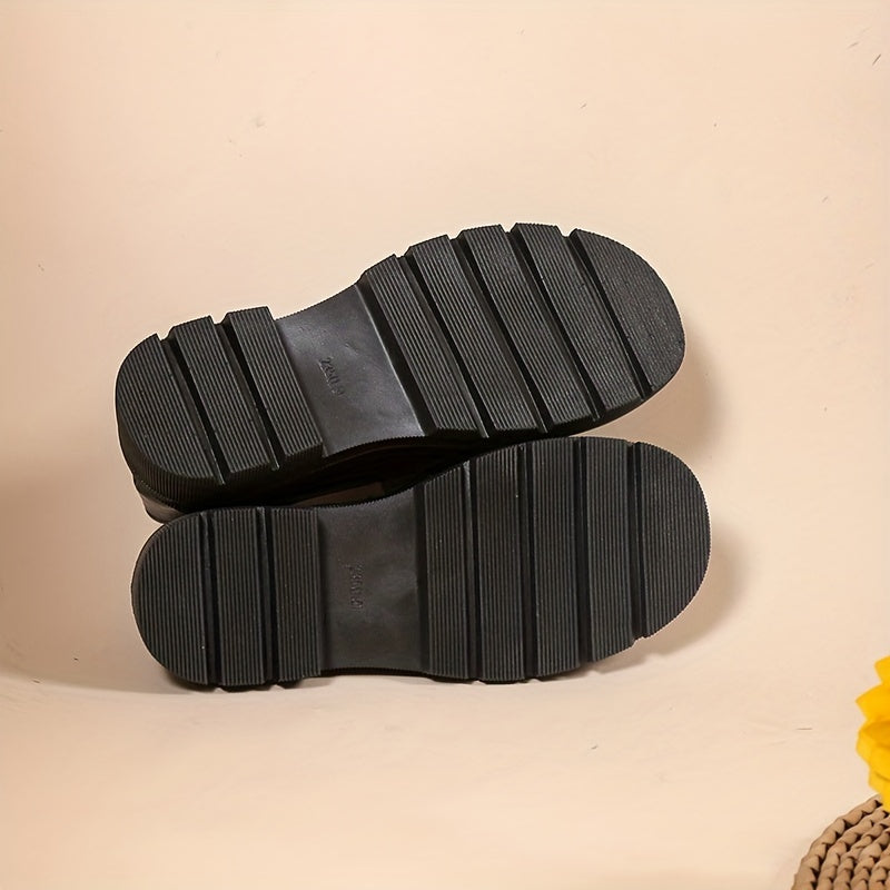 Round Toe Slip On Platform Loafers for Women