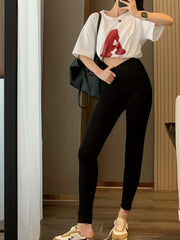 Solid High Waist Skinny Leggings Butt Lifting