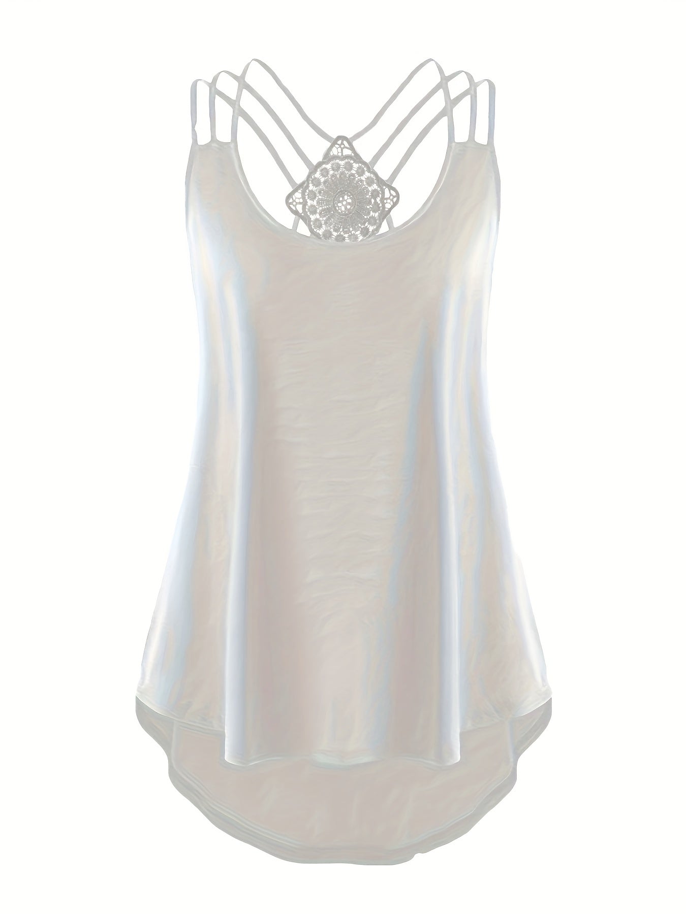  Lace Criss Cross Cami Top Women's Plus Casual Top