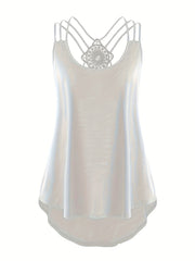  Lace Criss Cross Cami Top Women's Plus Casual Top